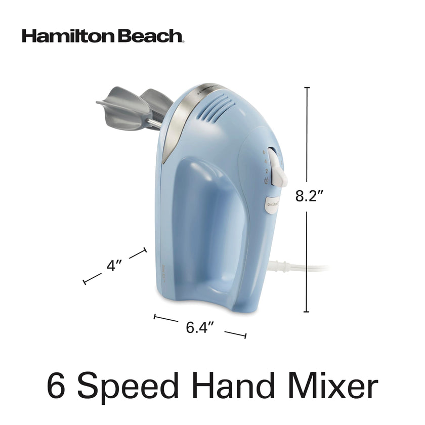 Hamilton Beach 6-Speed Electric Hand Mixer for Baking, 275W, Easy Clean Beaters, Dough Hooks, Whisk, Snap-On Storage Case, Blue (62677J) 🍁 All In One Marketplace Canada
