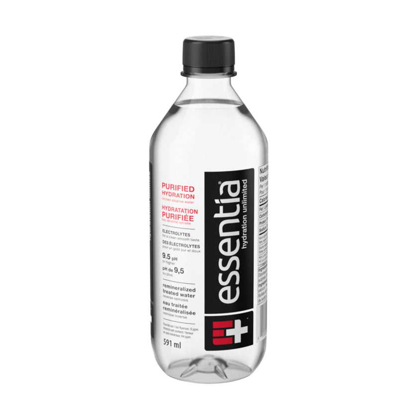 ESSENTIA Ionized Alkaline Water 9.5 pH, Purified Hydration, Infused With Electrolytes for a Clean, Smooth Taste, Reverse Osmosis Purified, Recyclable Bottle, 24 Bottles, 591ml 🍁 All In One Marketplace Canada