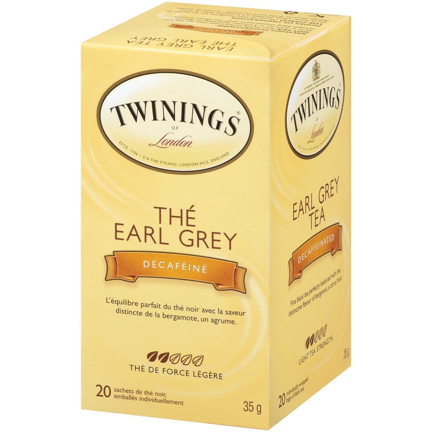 Twinings Decaf Earl Grey Individually Wrapped Teabags, Naturally Caffeine-Free, Black Tea Enhanced with Bergamot Citrus, 20 Count (Pack of 6), Enjoy Hot or Iced 🍁 All In One Marketplace Canada