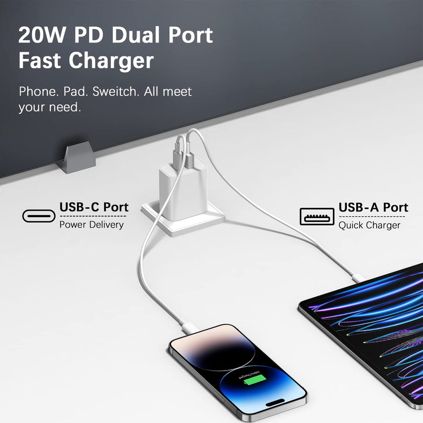 USB C Wall Charger, [3 Pack] 20W Dual Port PD Power Adapter Fast Charging Block for 14/14 Pro/14 Pro Max/14 Plus/13/12/11, XS/XR/X, iPad Pro, Google Pixel, Samsung Galaxy and More 🍁 All In One Marketplace Canada
