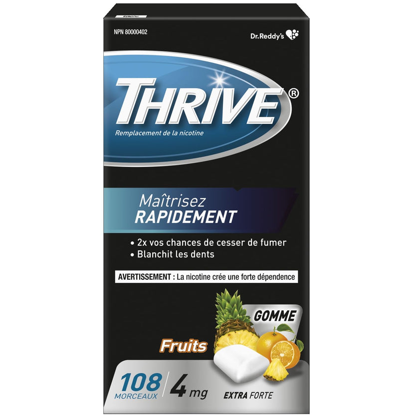 Thrive Nicotine Replacement Gum, Extra Strength, Fruit, 108 Count 🍁 All In One Marketplace Canada