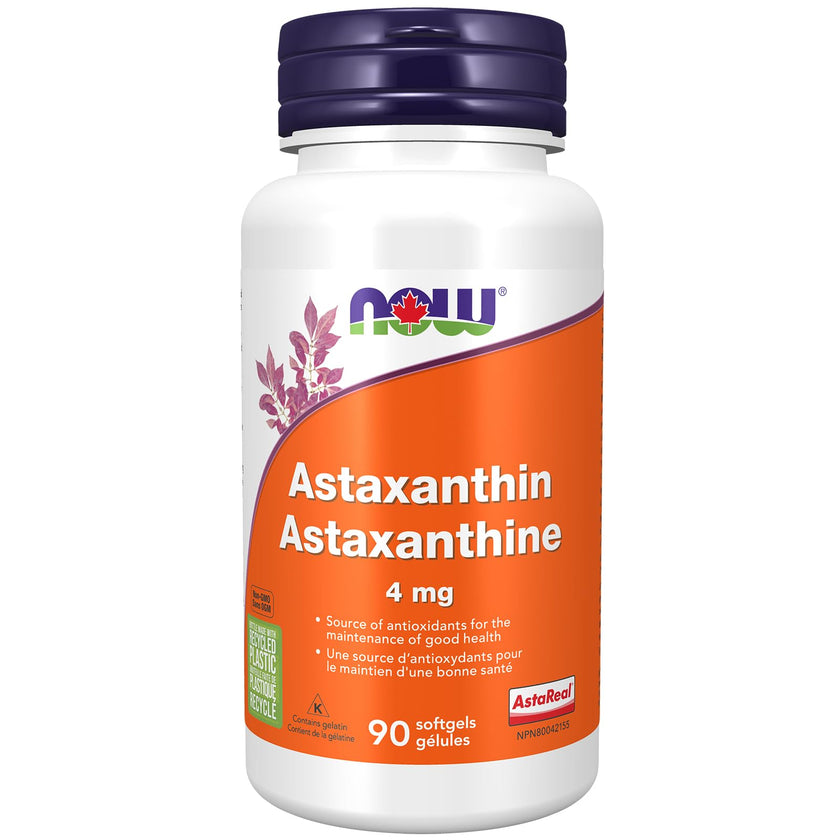 NOW Supplements, Astaxanthin 4 mg derived from Non-GMO Haematococcus Pluvialis Microalgae and has naturally occurring Lutein, Canthaxanthin and Beta-Carotene, 90 Softgels 🍁 All In One Marketplace Canada