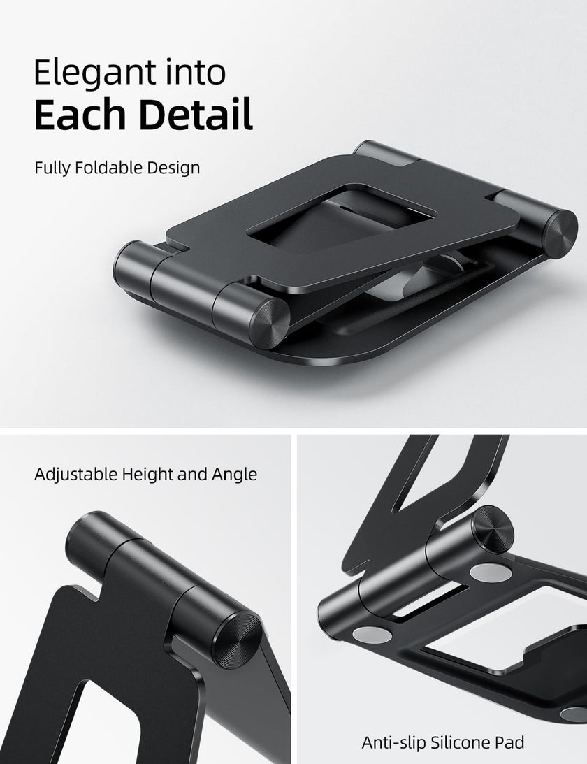 Nulaxy Aluminum Dual Foldable iPad Stand, Fully Adjustable Desktop Tablet Holder, iPad Accessories Office Compatible with 4-11