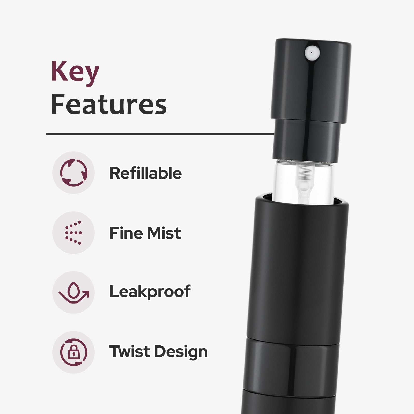 Lisapack Perfume Travel Spray Bottles - 8ml Mini Cologne Refillable Atomizer Decanter for Men - Small Size Travel Essentials Perfume Refill Decant Dispenser for Women Purse Pocket 3PCS Black 🍁 All In One Marketplace Canada