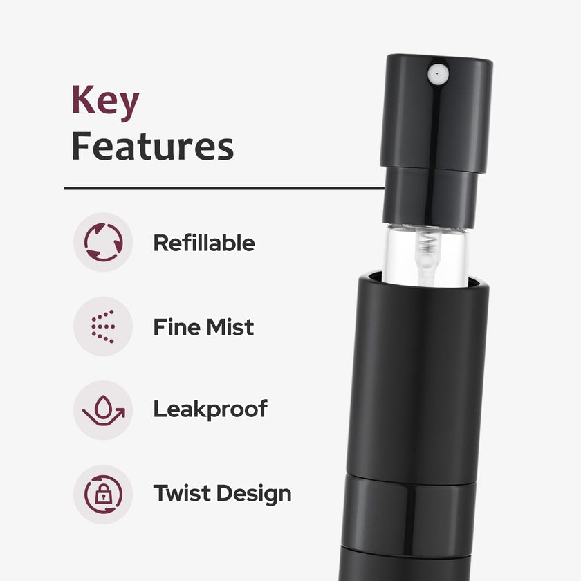 Lisapack Perfume Travel Spray Bottles - 8ml Mini Cologne Refillable Atomizer Decanter for Men - Small Size Travel Essentials Perfume Refill Decant Dispenser for Women Purse Pocket 3PCS Black 🍁 All In One Marketplace Canada