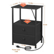 LOAKEKEL Night Stands Set 2, Bedside Table with Charging Station and LED Light, Nightstand with 2 AC Outlets and USB Ports, End Table with 2 Fabric Drawers for Bedroom, Living Room, Black, HETS02BK 🍁 All In One Marketplace Canada