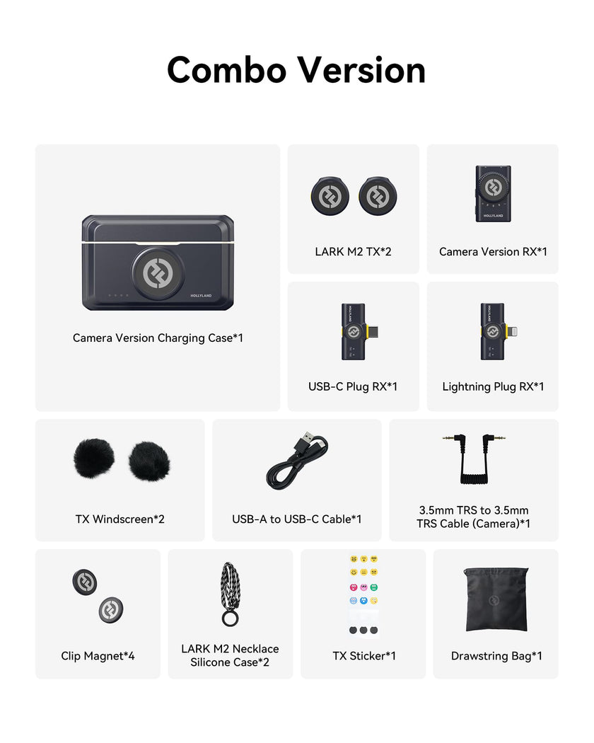 Hollyland Lark M2 Wireless Lavalier Microphone for iPhone/Android/Camera/PC/Laptop with Lightning/USB-C/Plug, 48KHz 24Bit, 1000ft Range, Noise Cancellation, 30H Battery for Video Recording, Streaming 🍁 All In One Marketplace Canada
