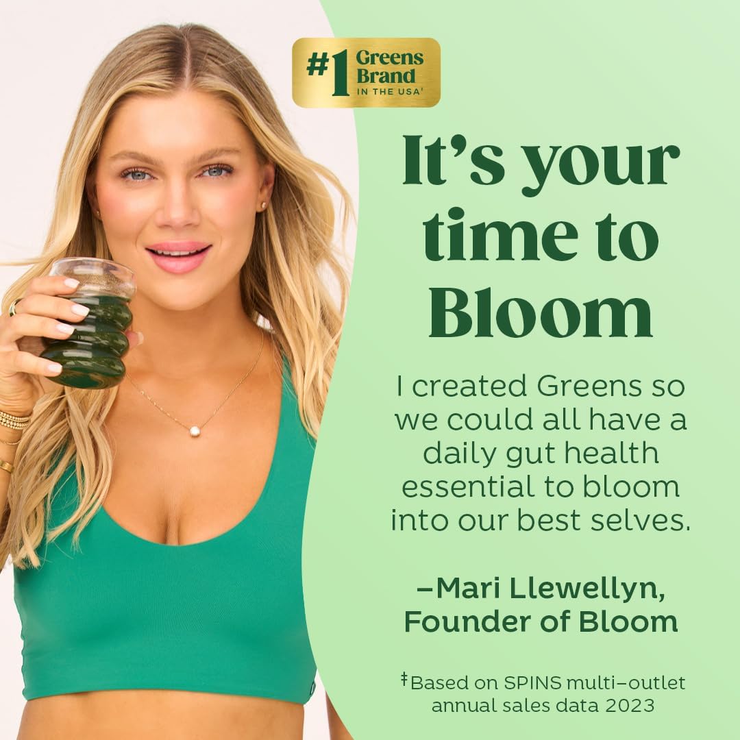 Bloom Nutrition Superfood Greens Powder, Digestive Enzymes with Probiotics and Prebiotics, Gut Health, Bloating Relief for Women, Chlorella, Juice Mix with Beet Root Powder, 25 SVG, Strawberry Kiwi 🍁 All In One Marketplace Canada