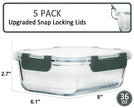 M MCIRCO [5-Packs, 36 Oz.] Glass Meal Prep Containers with Lifetime Lasting Snap Locking Lids Glass Food Containers,Airtight Lunch Container,Microwave, Oven, Freezer and Dishwasher (4.5 Cup) 🍁 All In One Marketplace Canada
