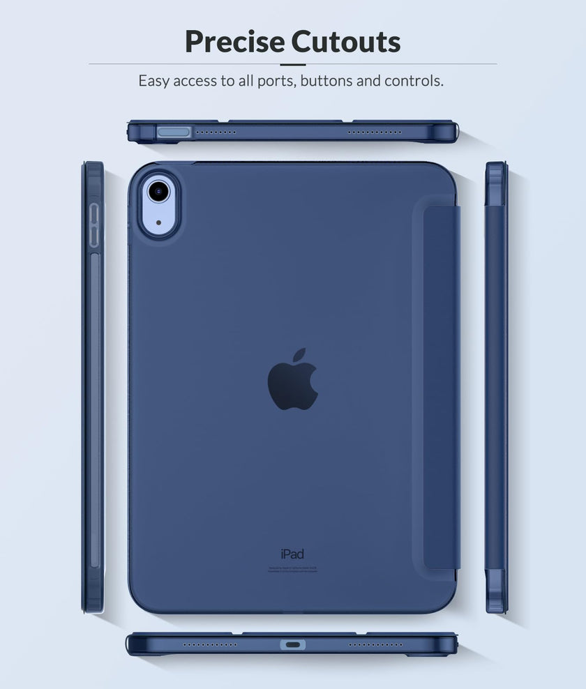 MoKo Case for New iPad (A16) 11th Generation 2025/ 10th Generation 2022, iPad 11 inch/ 10.9 inch Case with Soft TPU Translucent Frosted Back Cover, Auto Wake/Sleep, Support Touch ID,Navy Blue 🍁 All In One Marketplace Canada