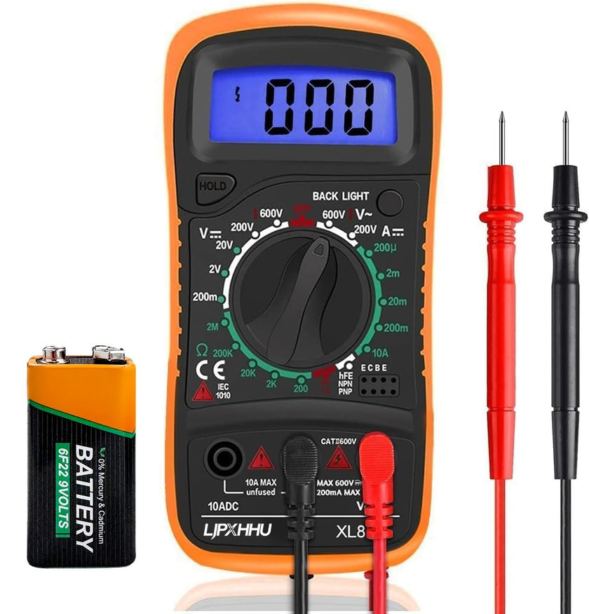 Digital Multimeter Voltmeter Battery Voltage Multi Tester AC DC Volt OHM Amp Current Meter Circuit Continuity Resistance Diode Electrical Tester with Test Leads Backlight LCD Display 🍁 All In One Marketplace Canada