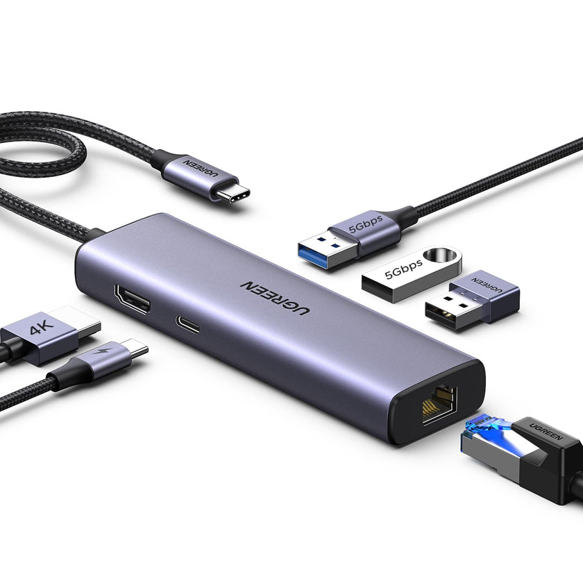 UGREEN Revodok USB C Hub 6-in-1, USB C to Ethernet Adapter with RJ45, 4K@30Hz HDMI, 3 USB 5Gbps, 100W Power Delivery, Compatible with MacBook Neo/Air/Pro,HP, ASUS, XPS13/15, Mac mini,iPad Pro and More 🍁 All In One Marketplace Canada