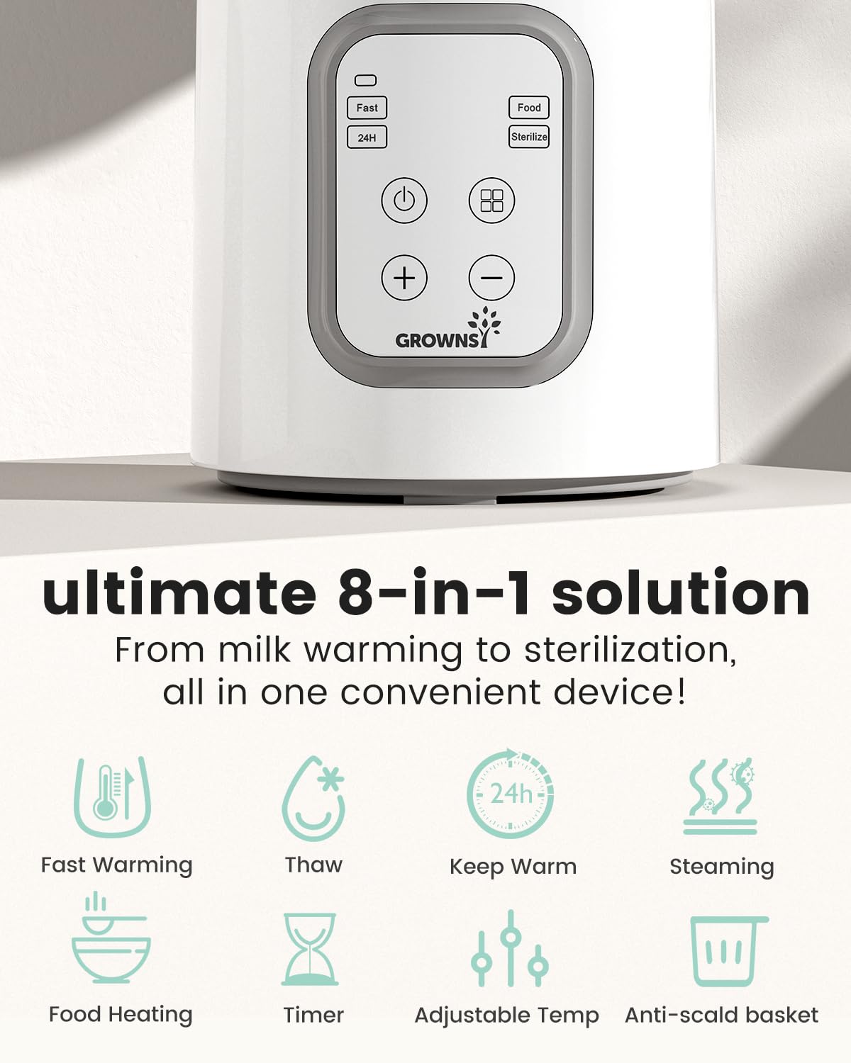 Bottle Warmer, GROWNSY 8-in-1 Fast Baby bottle Warmer with Timer LCD Display Accurate Temperature Control for Breastmilk or Formula 🍁 All In One Marketplace Canada