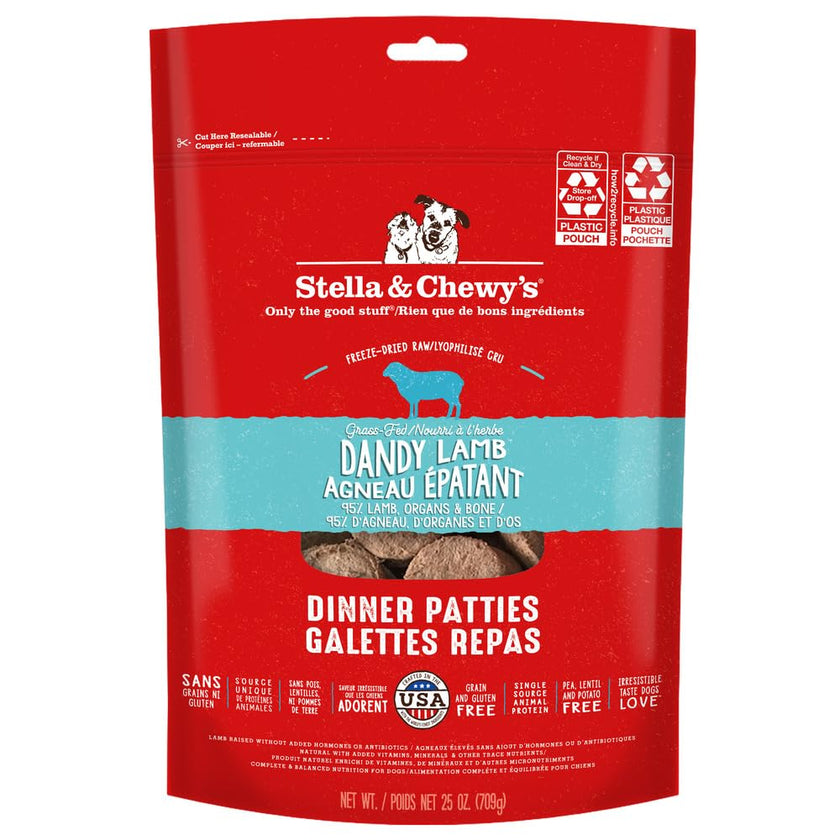 Stella & Chewy’s Freeze Dried Raw Dinner Patties – Grain Free Dog Food, Protein Rich Dandy Lamb Recipe – 708g Bag 🍁 All In One Marketplace Canada