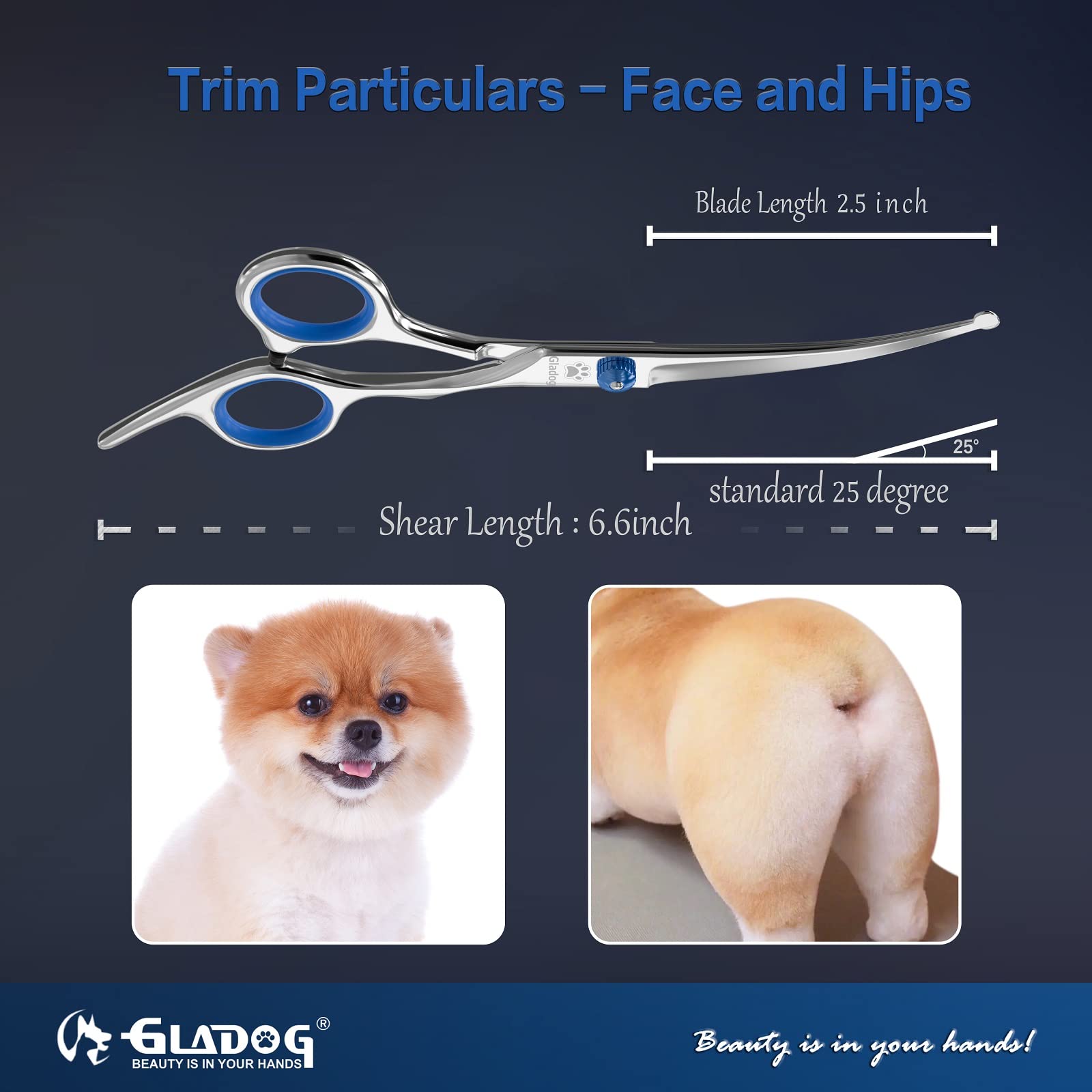GLADOG Dog Grooming Scissors Kit with Safety Round Tips, Professional 6 in 1 Grooming Scissors for Dogs, Sharp and Durable Dog Shears for Dogs Cats Pets 🍁 All In One Marketplace Canada