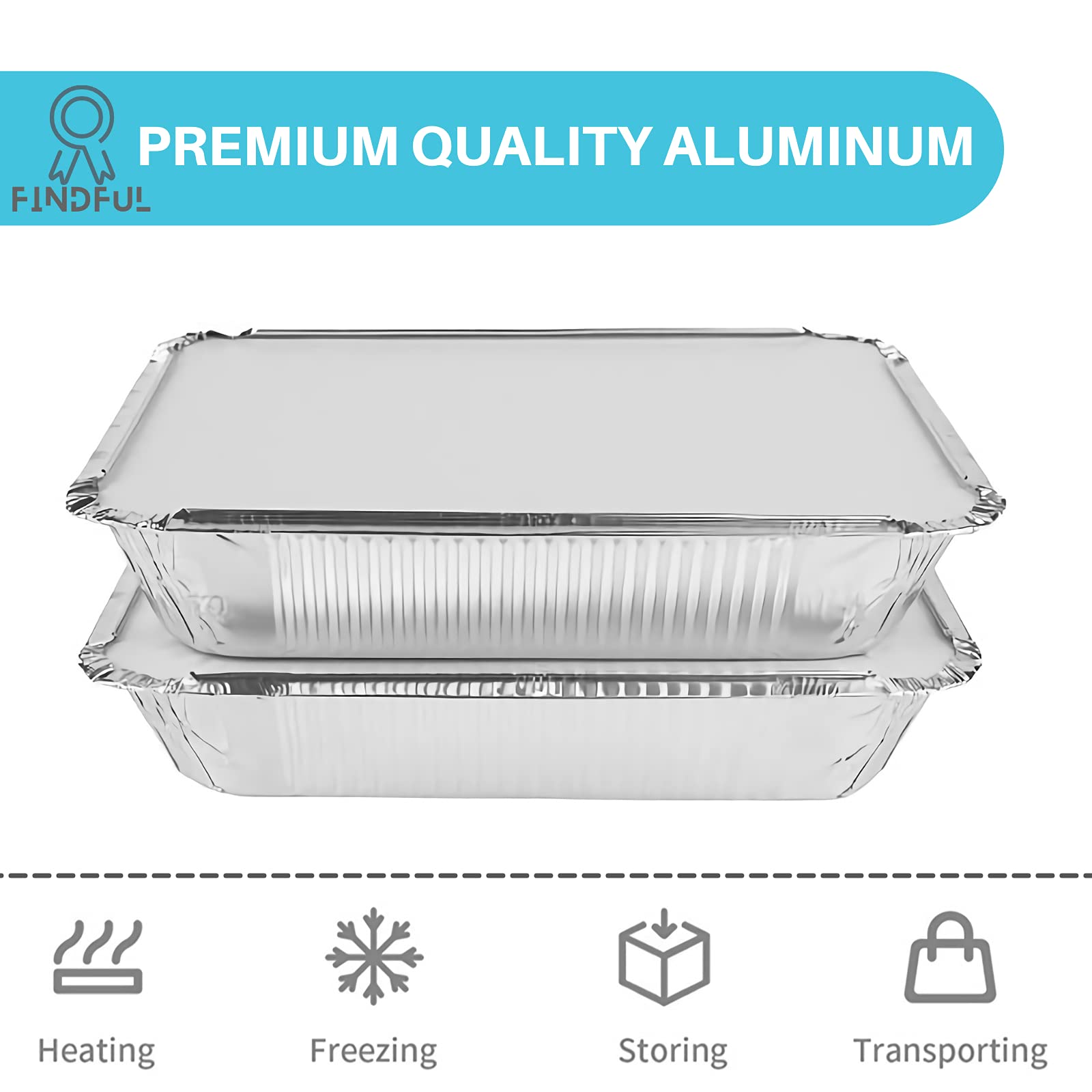 Aluminum Pans with Lids (50-Pack, 8.5
