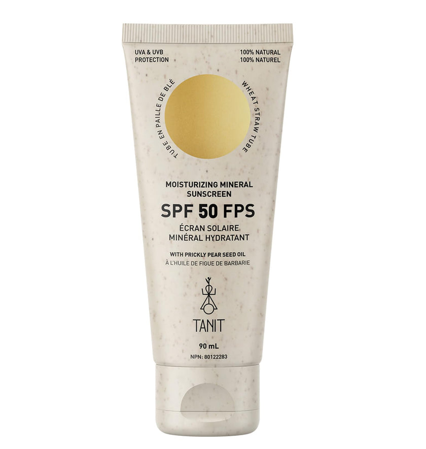 TANIT Moisturizing Mineral Sunscreen SPF 50, 90ml – Broad Spectrum UVA/UVB Defense with Prickly Pear Seed Oil – Lightweight, Water-Resistant, Unscented, Vegan Cream for Daily Face & Body Protection 🍁 All In One Marketplace Canada