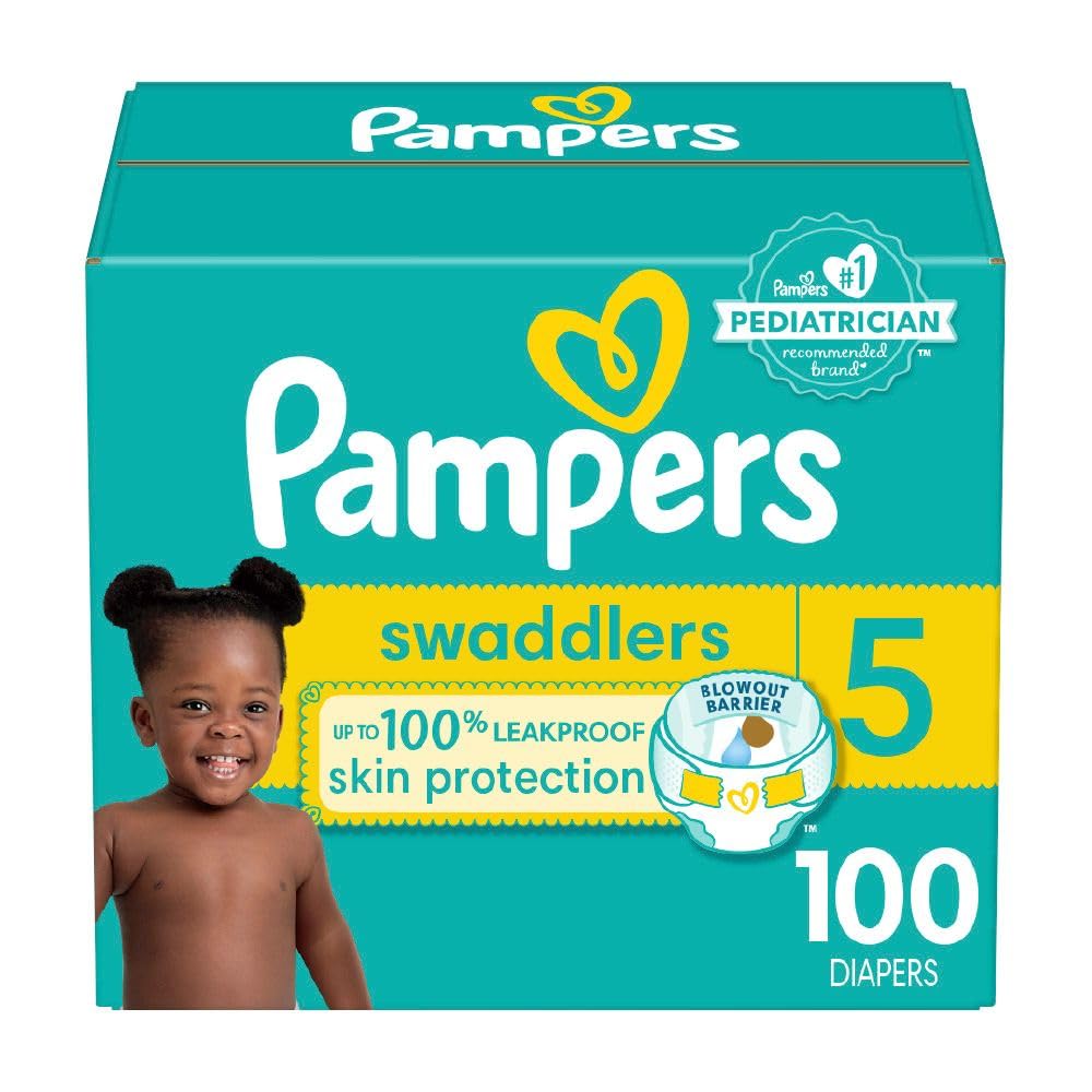 Pampers, Swaddlers Diapers, Ultra Absorbent Disposable Infant Diaper, Size 5 (12.25+ kg), 100 Count 🍁 All In One Marketplace Canada