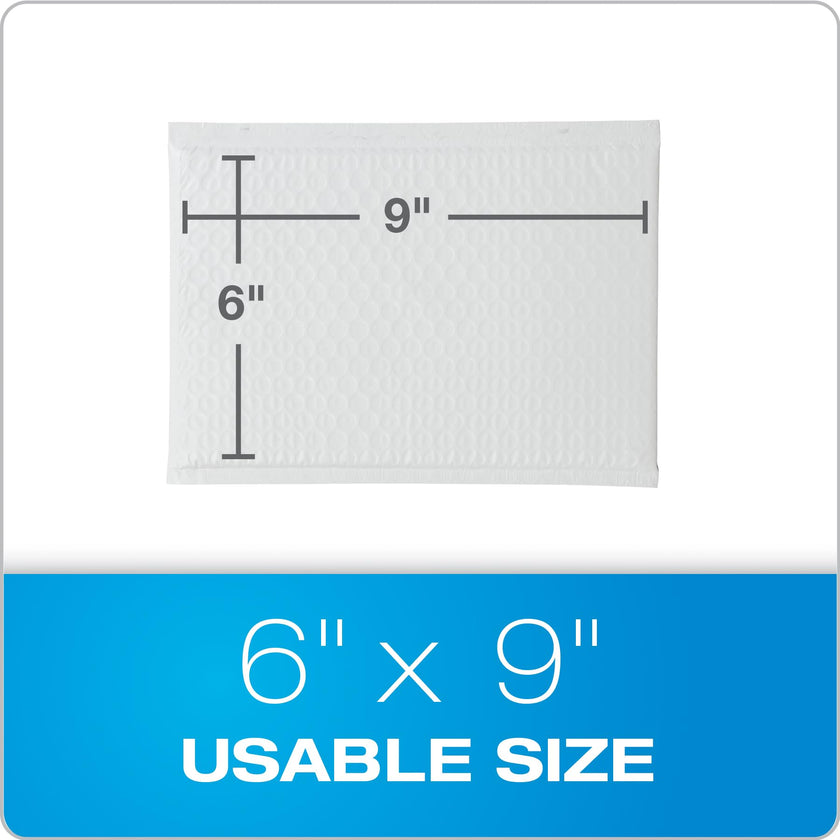Quality Park Bubble Mailers, 6 x 9 Shipping Envelopes, Water Resistant White Poly Padded Envelopes, Redi-Strip Peel Off Closure, 50 Per Box (QUA85856) 🍁 All In One Marketplace Canada