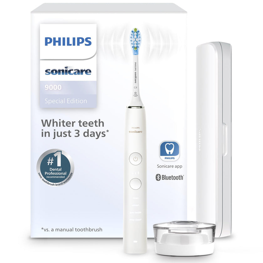 Philips Sonicare DiamondClean 9000 Electric Toothbrush - Sonic Toothbrush with App, Pressure Sensor, 12 Brushing Settings, Replacement Reminder, Charging Stand, Travel Case, White, HX9911/93 🍁 All In One Marketplace Canada