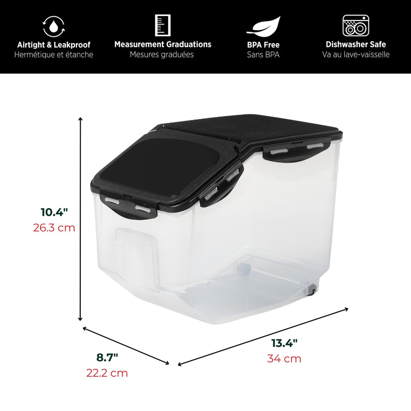Starfrit LocknLock Pet Food Container with Wheels - 406oz/12L - Airtight - 4-Sided Locking Flip Top Lid 🍁 All In One Marketplace Canada