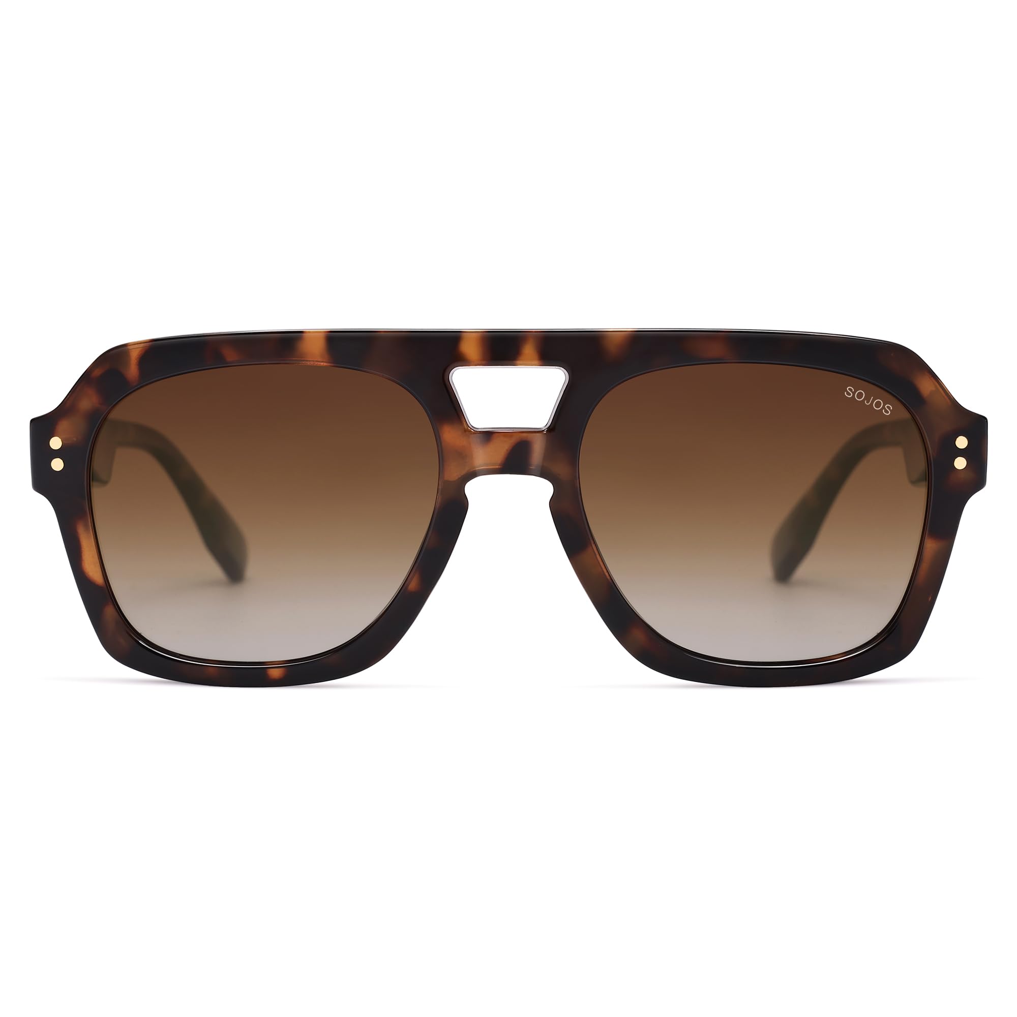 SOJOS Retro Thick Polarized Aviator Sunglasses for Women Men, Large Trendy Bold Square Pilot Shades SJ2385, Brown Tortoise/Brown 🍁 All In One Marketplace Canada