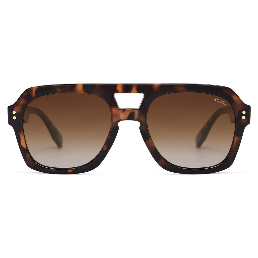 SOJOS Retro Thick Polarized Aviator Sunglasses for Women Men, Large Trendy Bold Square Pilot Shades SJ2385, Brown Tortoise/Brown 🍁 All In One Marketplace Canada
