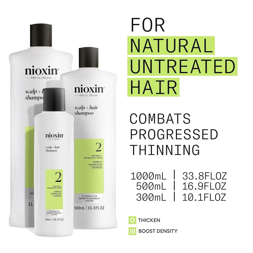 Nioxin Scalp + Hair Thickening System 2 Shampoo, For Natural Hair with Progressed Thinning, 16.9 fl oz (Packaging May Vary) 🍁 All In One Marketplace Canada