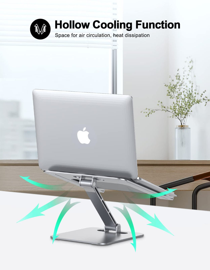 Zewwen Laptop Stand for Desk, Ergonomic Adjustable Foldable Computer Stand with Heat-Vent, Aluminium Alloy Laptop Riser Compatible with MacBook Air, Pro, Dell XPS, Samsung, 10”-16