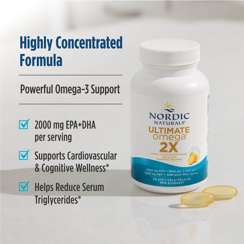 Nordic Naturals Ultimate Omega 2X - Extra Omega-3s Support Heart, Brain Health, 60 Count 🍁 All In One Marketplace Canada