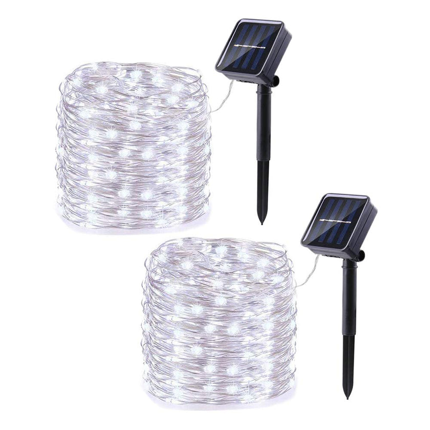Lomotech Solar String Lights Outdoor - 2 Pack Total 66ft 200LED Solar Fairy Lights Waterproof 8 Modes Twinkle Lights for Outdoor, Patio, Garden, Yard, Party, Wedding, Tree Decoration (White) 🍁 All In One Marketplace Canada