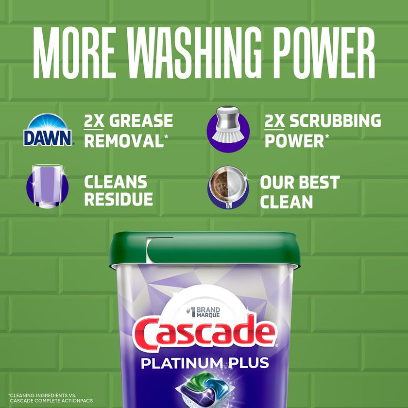 Cascade Platinum Plus Dishwasher Detergent Pods, Dish Detergent Soap, Lemon Scent, 51 Count 🍁 All In One Marketplace Canada