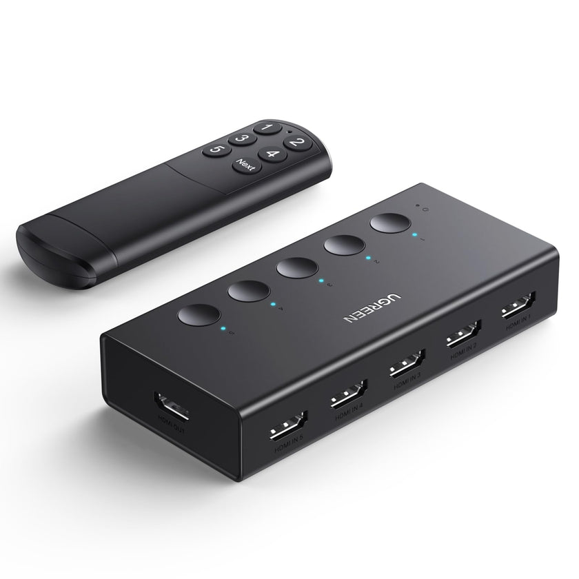 UGREEN HDMI Switch 5 in 1 Out 4K@60Hz, HDMI 2.0 Switcher 5 Port with IR Remote Selector Box 4K HDR 3D Dolby Vision Atmos CEC HDCP2.2, Compatible with PS5 4 3 Xbox Switch TV Black 🍁 All In One Marketplace Canada
