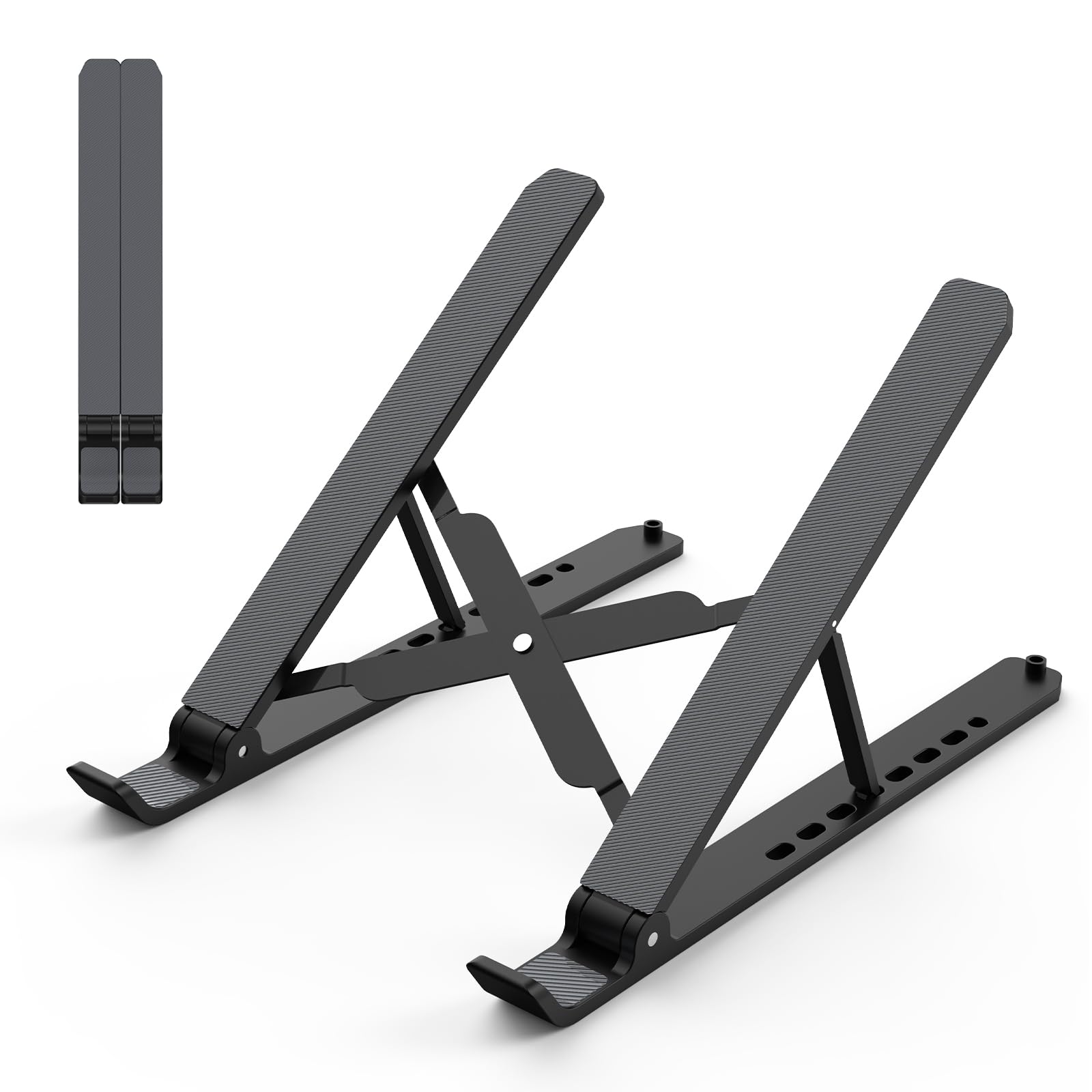 Laptop Stand for Desk, Adjustable Laptop Riser ABS+Silicone Foldable Portable Laptop Holder, Ventilated Cooling Pad Notebook Stand for 10-15.6” Laptops,Tablet-Black 🍁 All In One Marketplace Canada