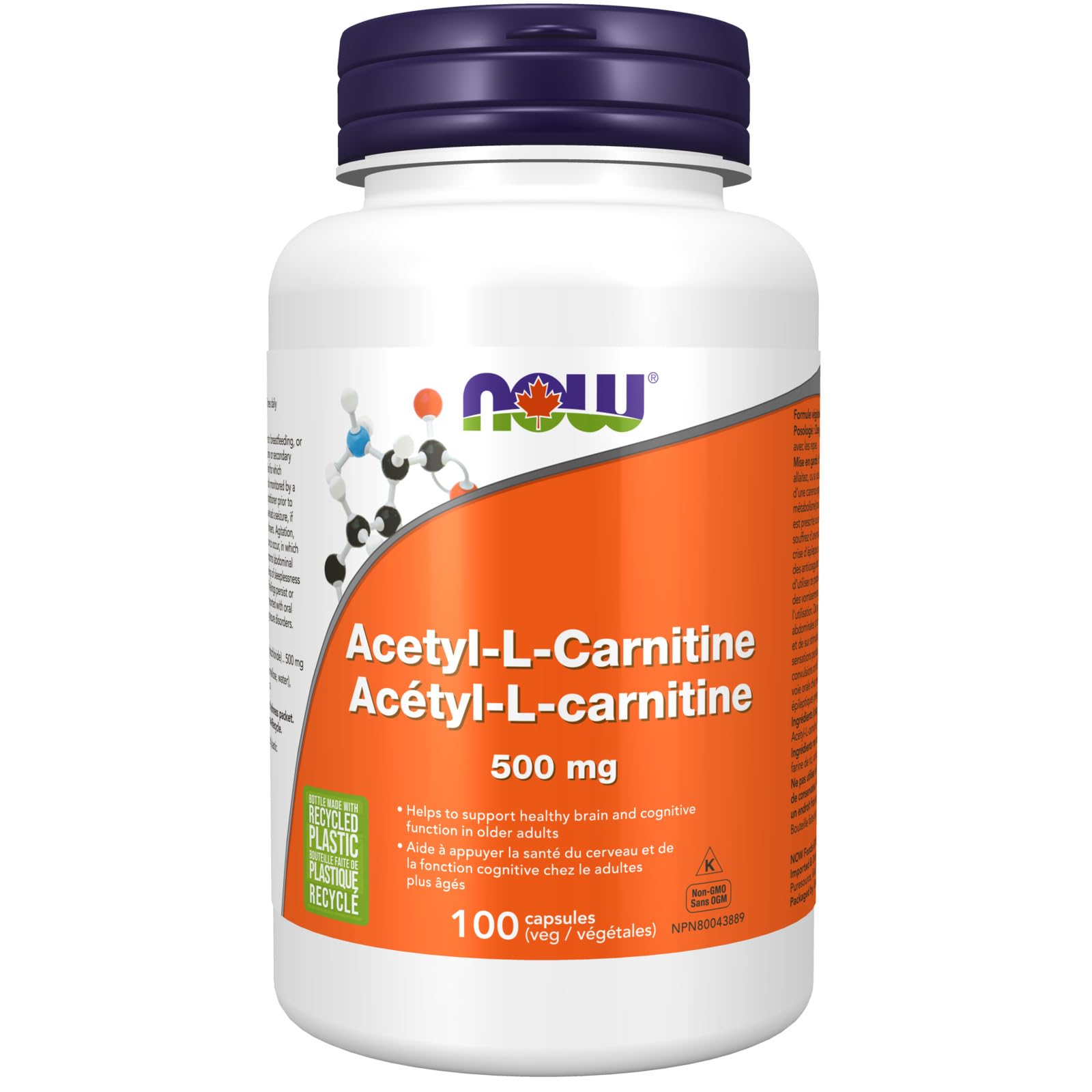NOW Supplements, Acetyl-L Carnitine 500 mg, Amino Acid, Brain And Nerve Cell Function, 100 Veg Capsules 🍁 All In One Marketplace Canada