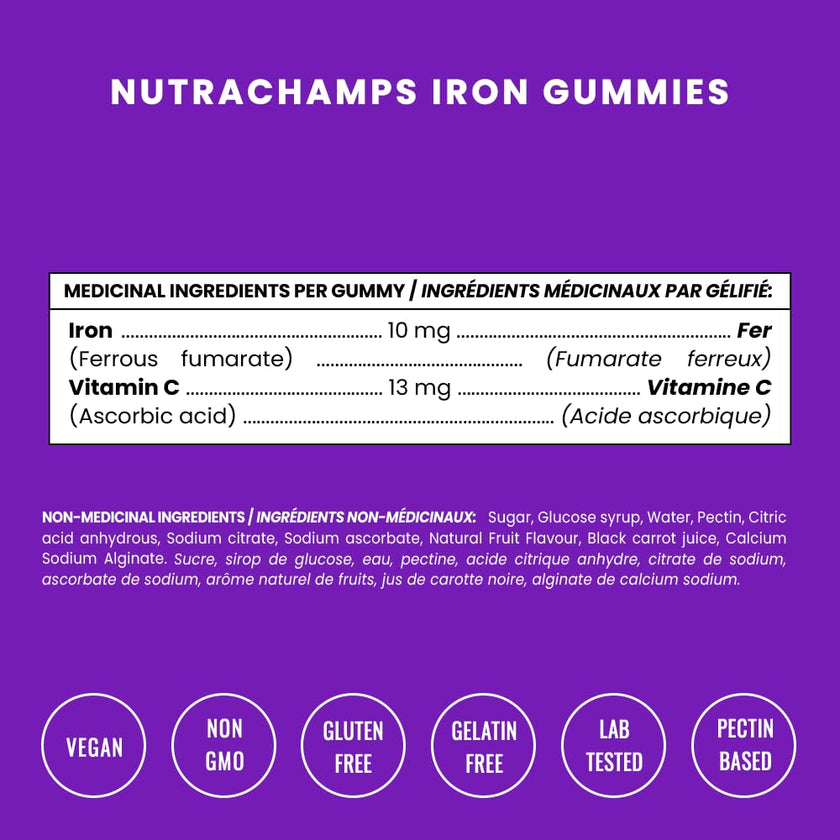 Iron Gummies with Vitamin C | 10mg Iron Per Gummy | Iron Supplements for Women & Men | Vegan Gummies | Blood Cell Formation Support | Energy, Focus, Immune Support | Vegan & Non-GMO (1) 🍁 All In One Marketplace Canada