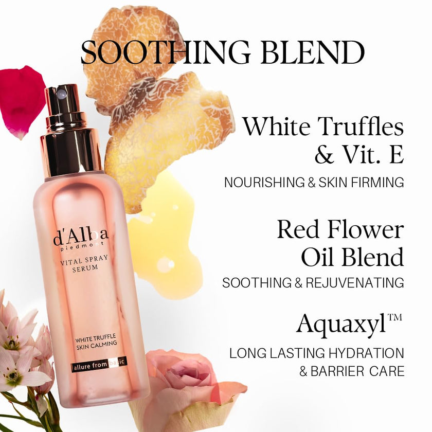 d'alba Piedmont Italian White Truffle Vital Spray Serum, Vegan Skincare, Calming and Hydrating Facial Mist with White Truffles for Red and Sensitive Skin, Glow Serum, Surfactant Free, All in One Care, Korean Skincare 🍁 All In One Marketplace Canada