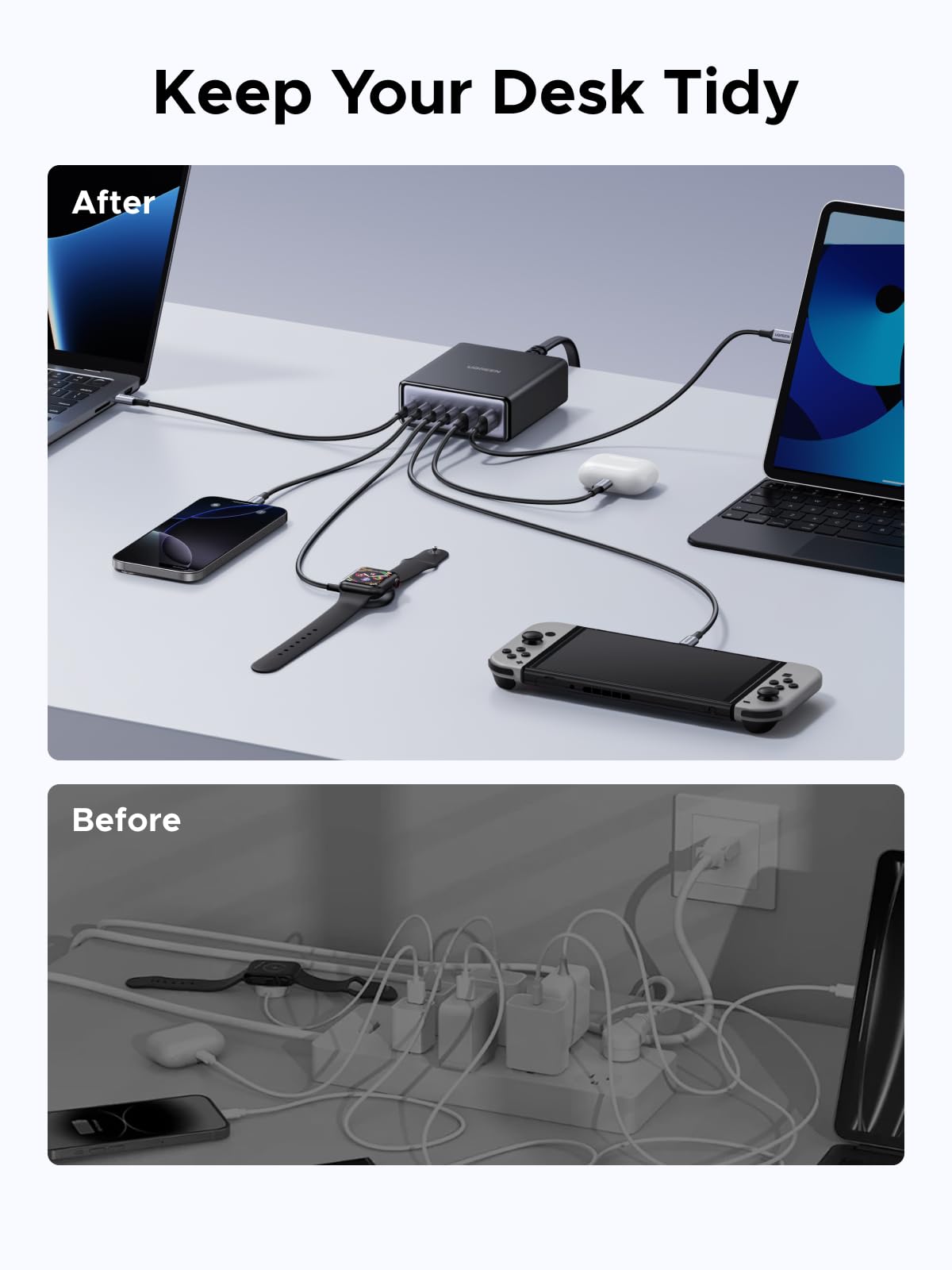 UGREEN 100W 6-Port GaN USB C Charging Station, Desktop Charger Block with 4 USB C and 2 USB A Fast Charging Compatible for MacBook Pro/Air, XPS, iPad, iPhone 17/16, Galaxy S26/S25/S24, Pixel 10/9 🍁 All In One Marketplace Canada