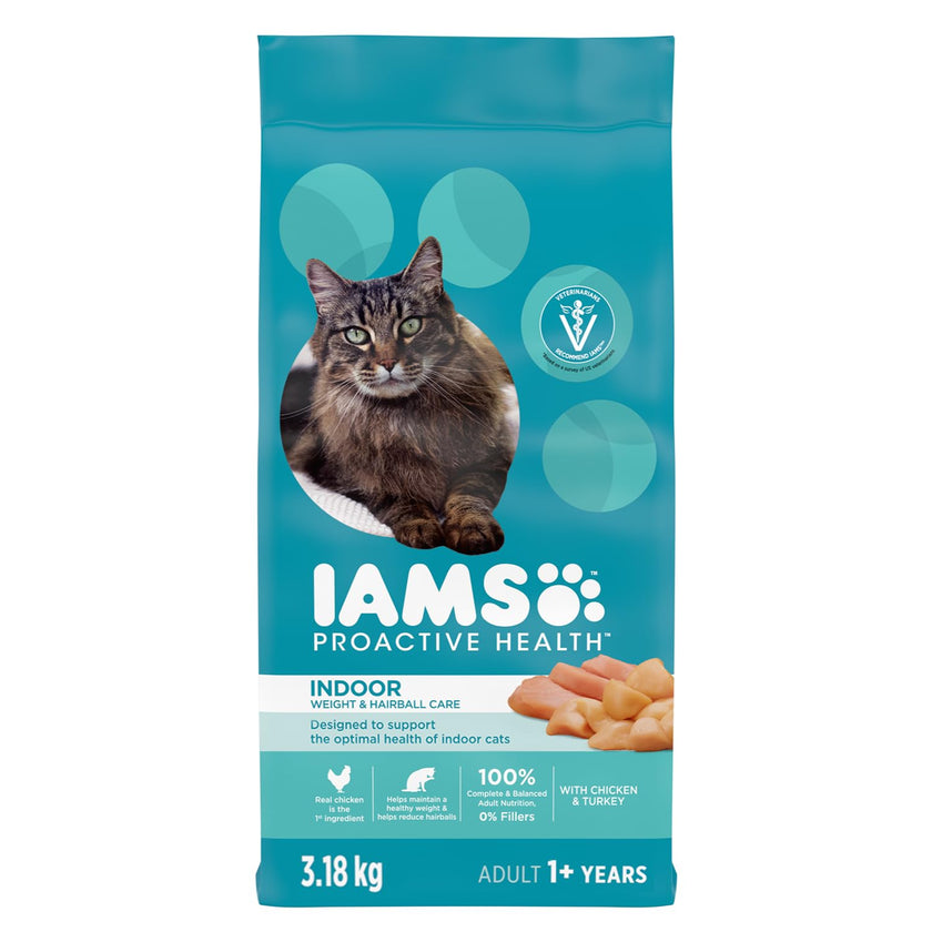 IAMS Proactive Health Indoor Weight & Hairball Care Adult Dry Cat Food – Chicken & Turkey – 3.18KG (7LB) Bag 🍁 All In One Marketplace Canada