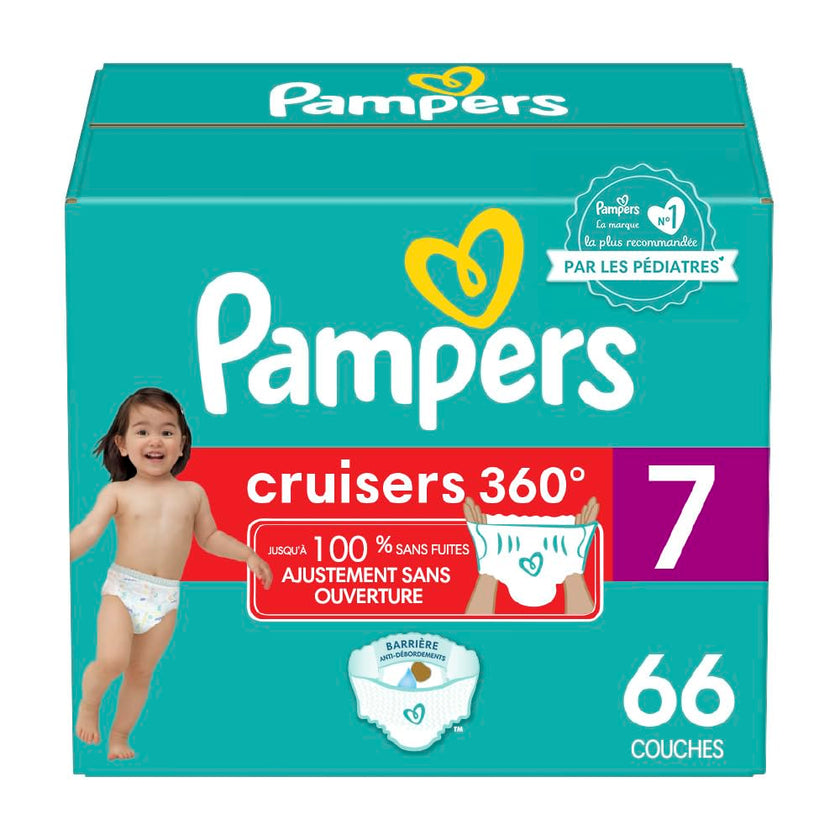 Pampers Diapers - Cruisers 360 degrees - Size 7, 66 Count, up to 100% Leakproof Fit, Designed for Active Babies, Pull On Diaper, EZ Off Tabs Designed for Easy Changes 🍁 All In One Marketplace Canada