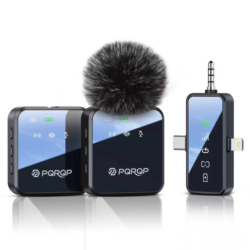 PQRQP 3-in-1 Mini Microphone for iPhone/Android/Camera, Hi-Fi Audio, 48kHz/24-bit,Wireless Microphone, 328ft Range, 18H Battery, Lapel Mic with Noise Reduction for TikTok, YouTube 🍁 All In One Marketplace Canada