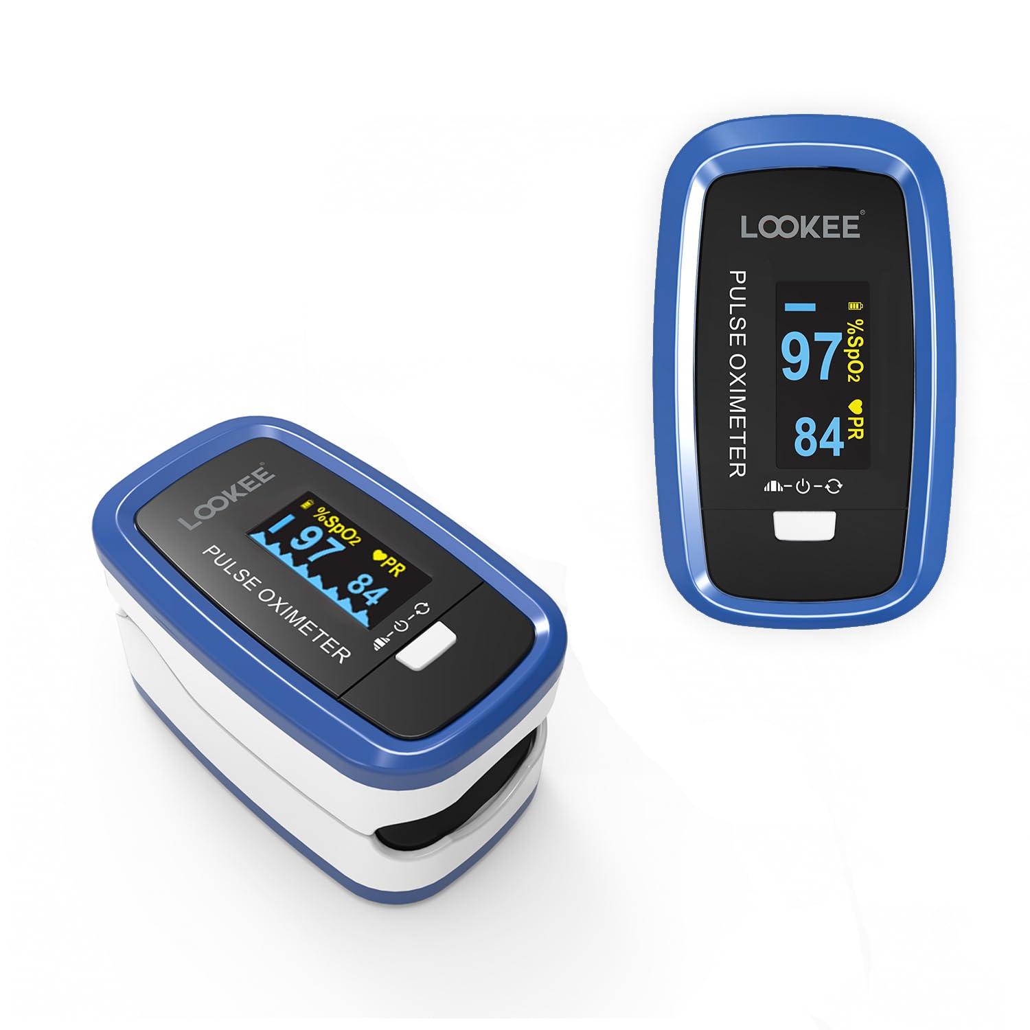 LOOKEE LK50D1 Deluxe Fingertip Pulse Oximeter | Proudly Canadian Finger SpO2 Blood Oxygen Monitor with Auto Rotate OLED Display, Plethysmograph & Pulse Graph | Blue 🍁 All In One Marketplace Canada
