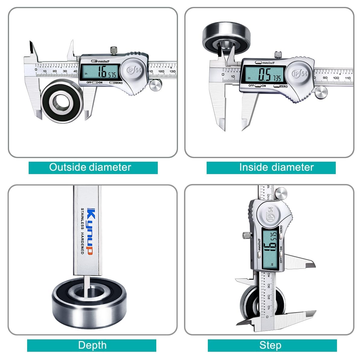 Kynup Digital Caliper, Calipers 6 Inch Measuring Tool with Stainless Steel, IP54 Splash Proof Protection Design, Easy Switch from Inch Metric Fraction, Large LCD Screen (150mm) 🍁 All In One Marketplace Canada
