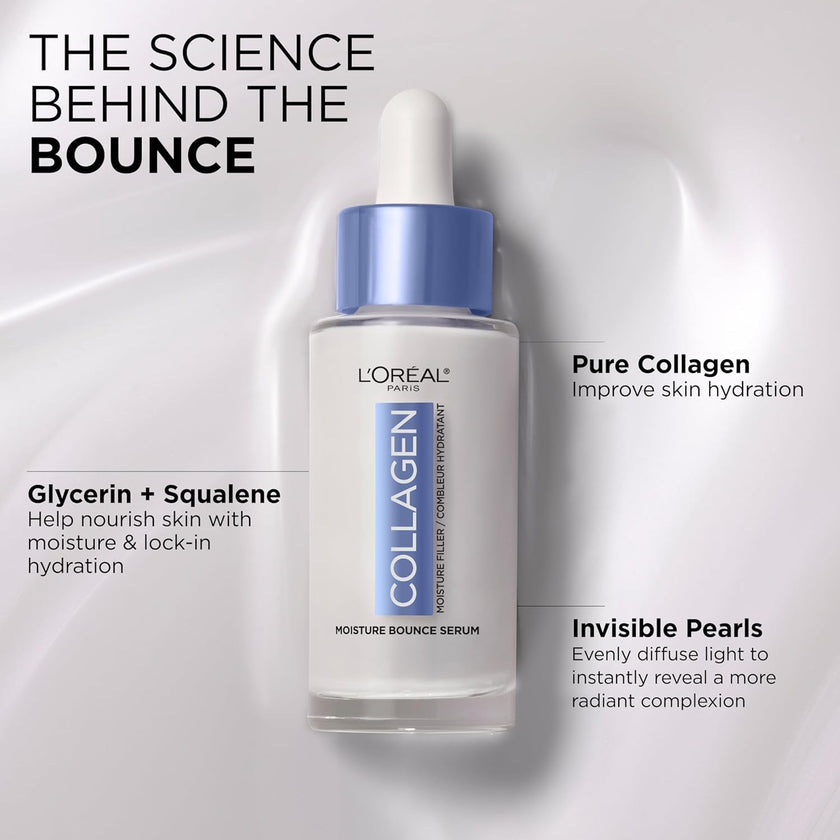 L'Oréal Paris Collagen Serum with Glycerin, Korean Skincare Inspired, Provides 72H Hydration & Glass Skin, Boosts Radiance for Balanced, Bouncy & Radiant Skin, 50ml 🍁 All In One Marketplace Canada