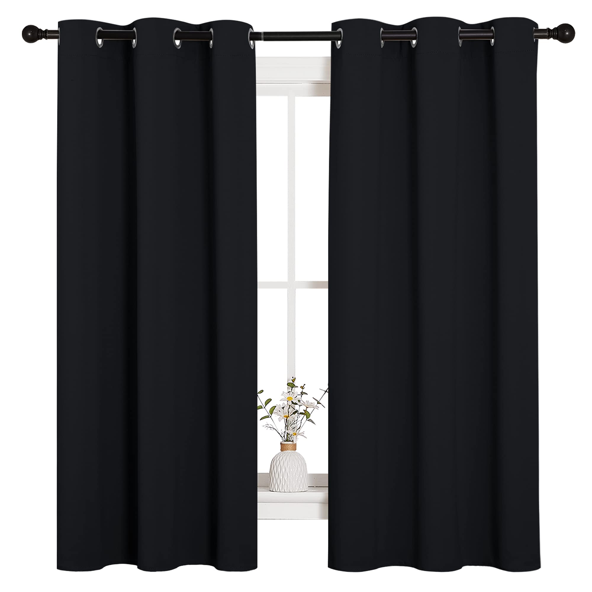 NICETOWN Blackout Curtains 2 Panels for Bedroom- Halloween Thermal Insulated Grommet Blackout Curtains 63 Inches Long for Living Room/Kitchen Rideaux occultants (2 Panels,W42 x L63 -Inch,Black) 🍁 All In One Marketplace Canada