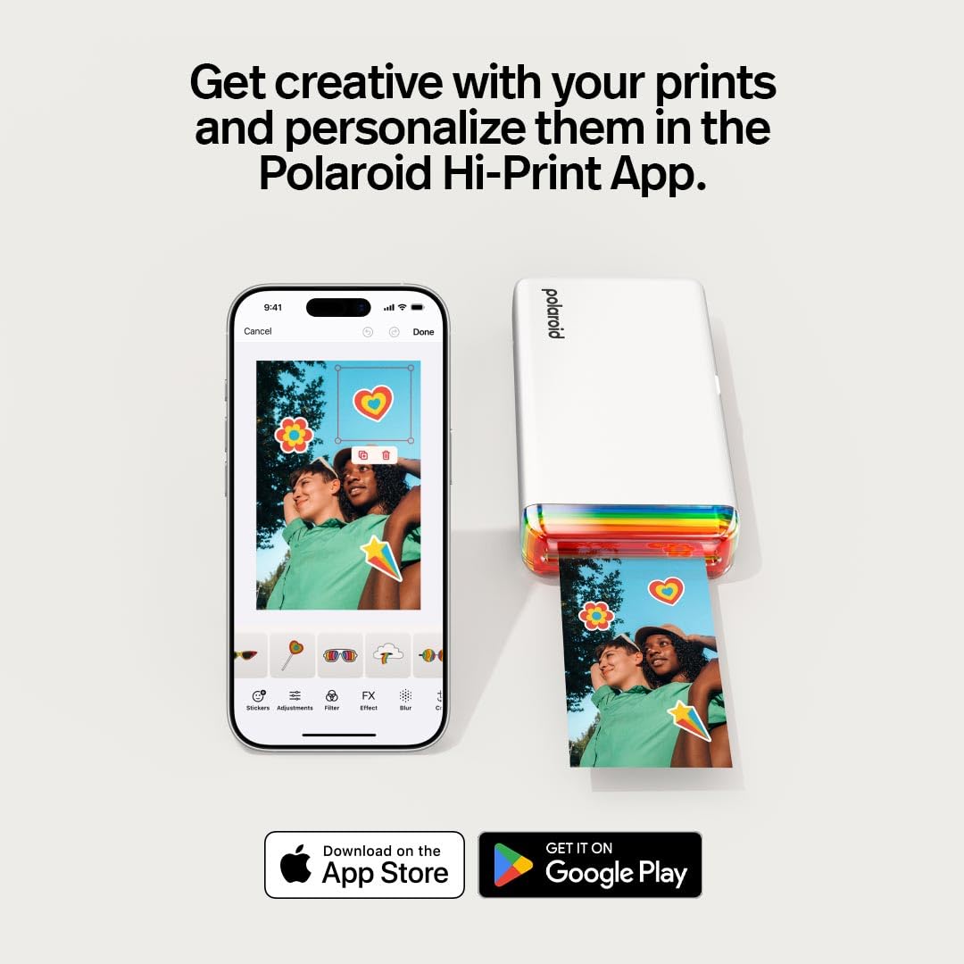 Polaroid Hi-Print - 2nd Generation Bluetooth Connected 2x3 Pocket Photo Dye-Sub Printer - White Printer Only (9128) 🍁 All In One Marketplace Canada