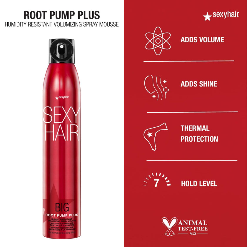 SexyHair Big Root Pump Plus Volumizing Spray Mousse, 10 Oz | Volume with High Hold | Up to 72 Hour Humidity Resistance 🍁 All In One Marketplace Canada