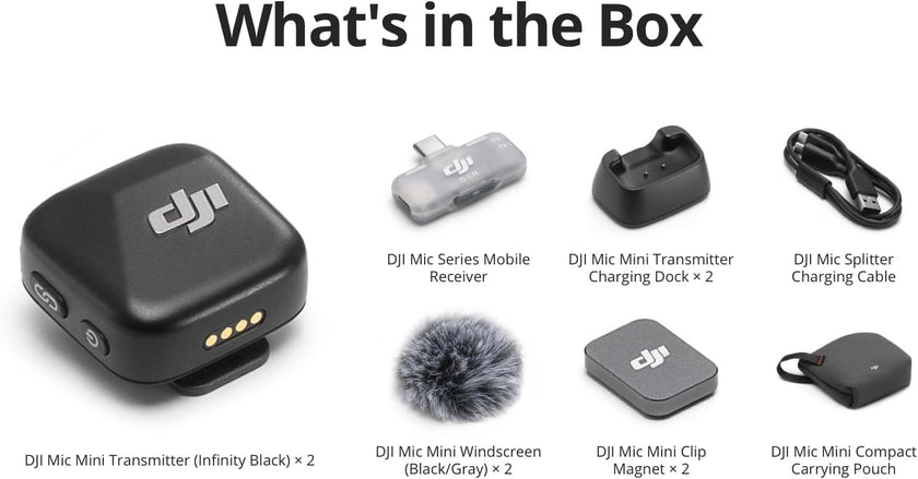DJI Mic Mini (2 TX + 1 Mobile RX), Wireless Microphone for iPhone/Android, Plug and Play, Compact & Lightweight, Cross-Model Pairing, Premium Audio, Stable Transmission, Noise Cancelling 🍁 All In One Marketplace Canada