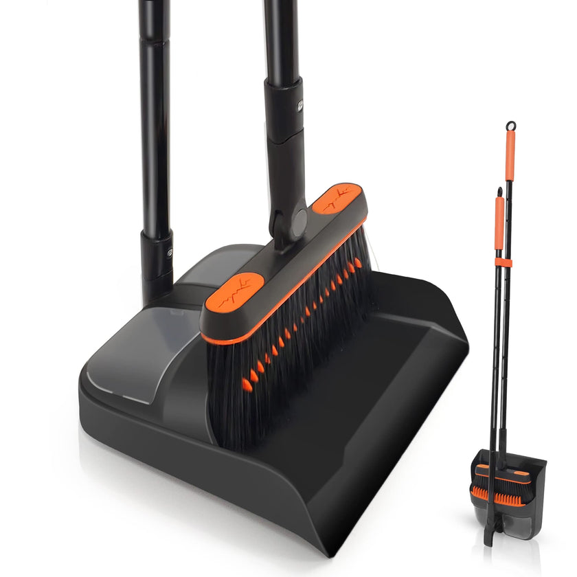 JEHONN Broom and Dustpan Set for Home, Long Handle Lightweight 180 Degree Rotating Broom Set Indoor, Upright Standing Dust Pan with Comb Teeth, Store Sweep Set for Room Kitchen Office Lobby 🍁 All In One Marketplace Canada