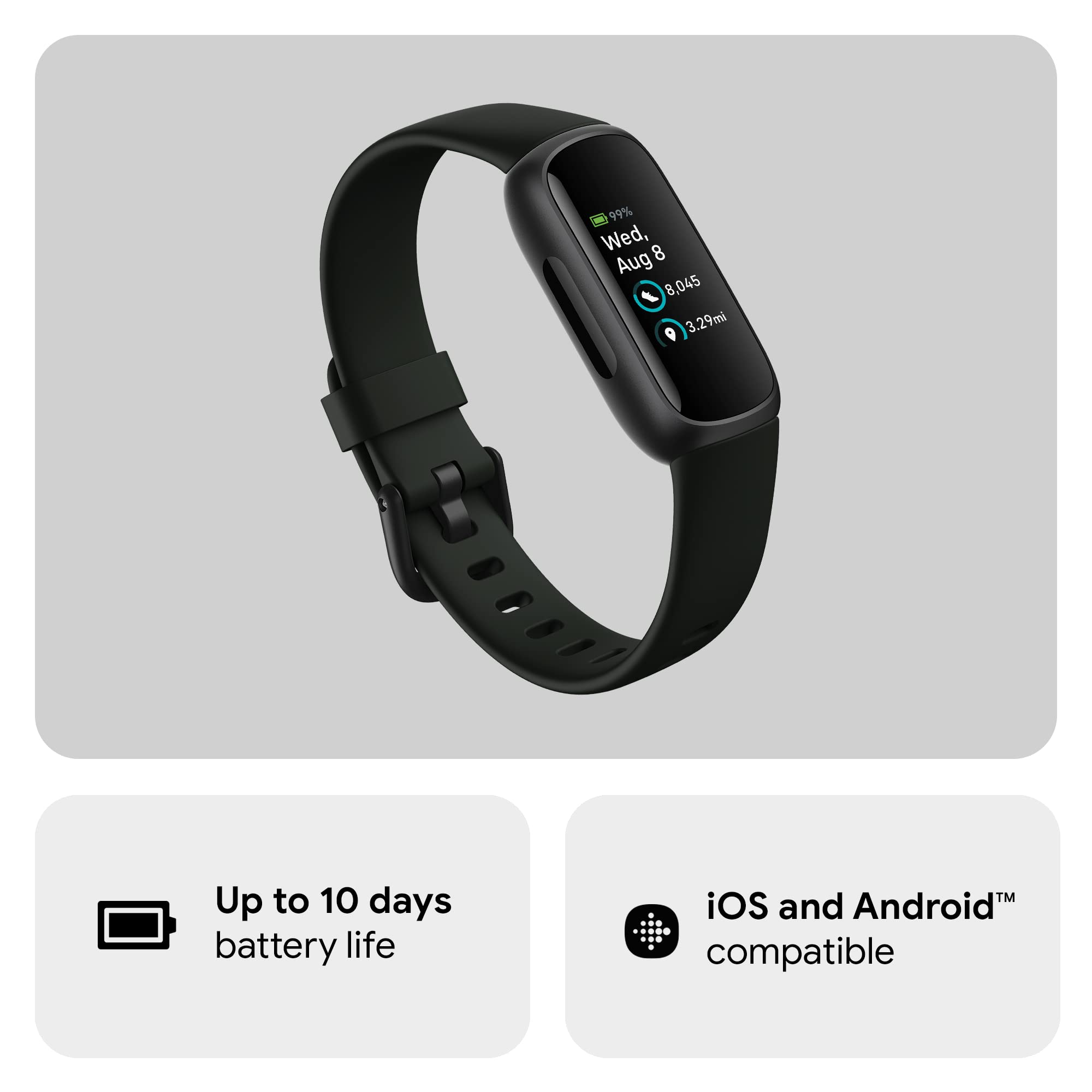 Google Fitbit Inspire 3 Health and Fitness Tracker with Stress Management, Workout Intensity, Sleep Tracking, 24/7 Heart Rate and More, Midnight Zen/black, One Size (S and L Bands Included) 🍁 All In One Marketplace Canada